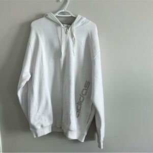 Adidas Men's White Zip-Up Sweater